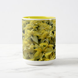 Golden Poinsettias voor Kerstmis Tweekleurige Koffiemok