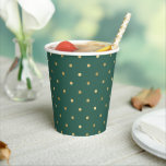 Golden Polka Dot Pattern Cups Papieren Bekers<br><div class="desc">Golden polka stippatroon,  partijpapierbekertjes. Faux gouden folie stippen op jager bos groen.</div>