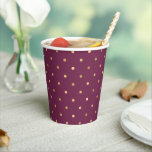Golden Polka Dot Pattern Cups Papieren Bekers<br><div class="desc">Golden polka stippatroon,  partijpapierbekertjes. Faux gouden folie stippen op de paars van de bruine pruimen.</div>