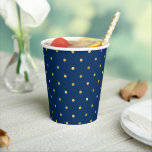 Golden Polka Dot Pattern Cups Papieren Bekers<br><div class="desc">Golden polka stippatroon,  partijpapierbekertjes. Faux gouden folie stippen op marinesblauw.</div>