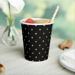 Golden Polka Dot Pattern Cups Papieren Bekers<br><div class="desc">Golden polka stippatroon,  partijpapierbekertjes. Faux Gold folie stippen op zwart.</div>