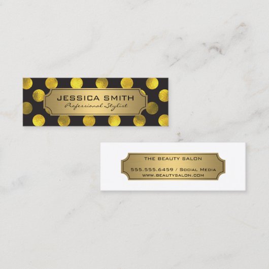 Golden Polka Dot Pattern Mini Visitekaartje (Voorkant / Achterkant)