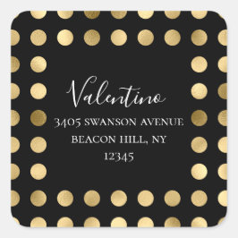 Golden Polka Dot Return Address Round Sticker