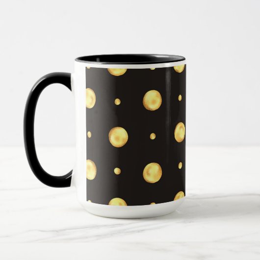 Golden Polka Dot Two-Tone Mug, 15 oz Mok (Links)