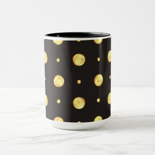 Golden Polka Dot Two-Tone Mug, 15 oz Mok (Midden)