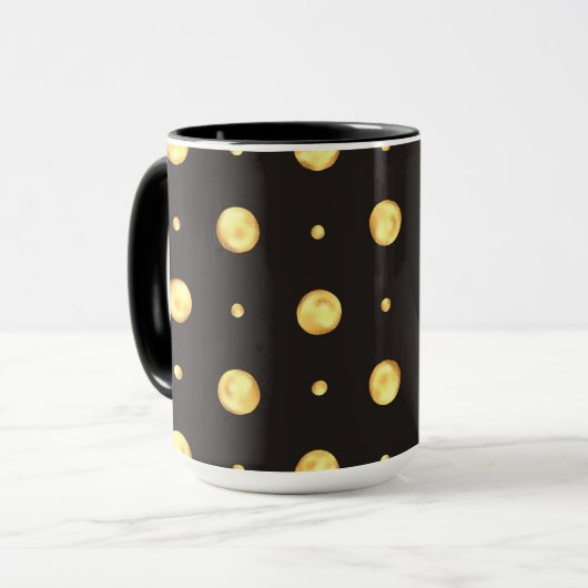 Golden Polka Dot Two-Tone Mug, 15 oz Mok (Voorkant links)
