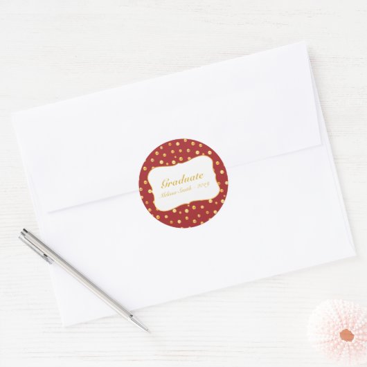 Golden Polka Dots Afstuderen Sticker (Envelop)
