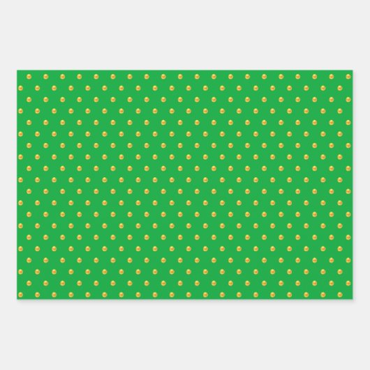 Golden Polka Dots Confetti op groen, rood en wit Inpakpapier Vel (Voorkant 3)