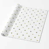 Golden Polka Dots Goud en Wit Modern Design Cadeaupapier (Uitgerold)