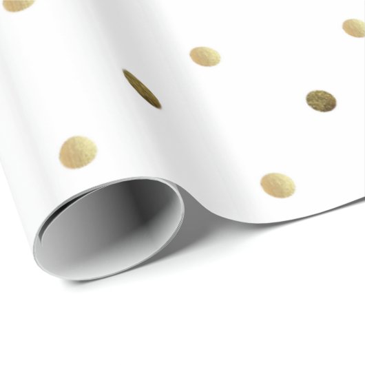 Golden Polka Dots Goud en Wit Modern Design Cadeaupapier (Rol Hoek)