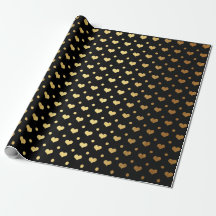 Golden Polka Dots Hearts Confetti Zwart Metallic