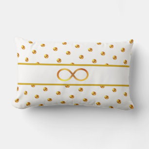 Golden Polka Dots & Infinity Symbool op wit Kussen