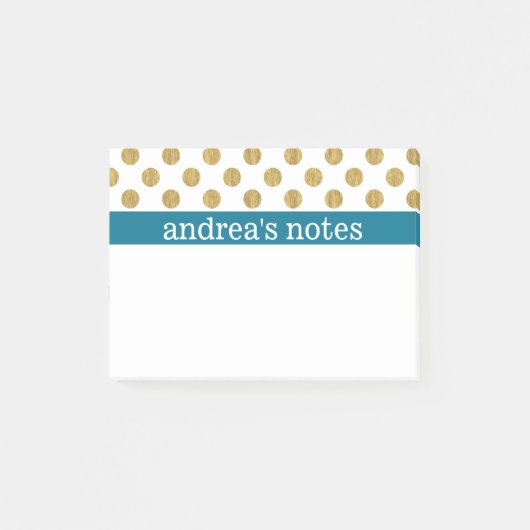 Golden Polka Dots met blauw Post-it® Notes (Voorkant)