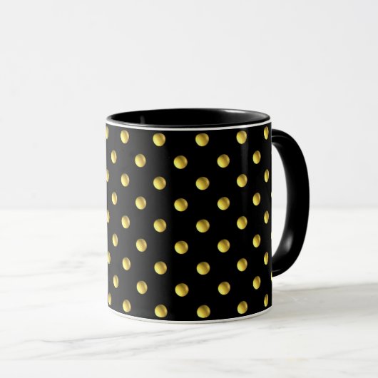 Golden Polka Dots on Black Mok (Voorkant rechts)