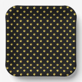 Golden Polka Dots on Black Papieren Bordje (Voorkant)