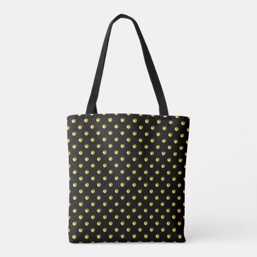 Golden Polka Dots on Black Tote Bag (Achterkant)