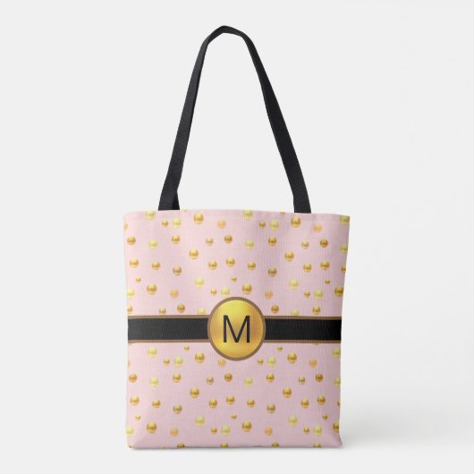 Golden Polka Dots op roze Tote Bag (Achterkant)