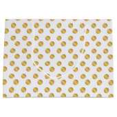 Golden polka-puntenpatroon met witte kerst large cadeautasje (Voorkant)
