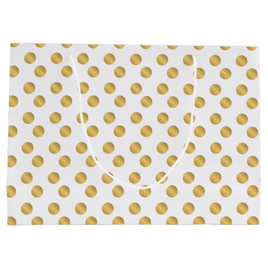 Golden polka-puntenpatroon met witte kerst large cadeautasje (Achterkant)