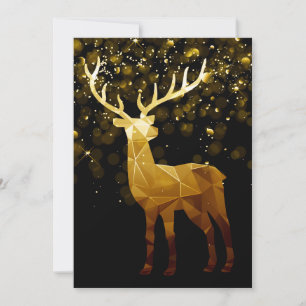 Golden Polygon Geometric Deer Feestdagenkaart