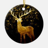 Golden Polygon Geometric Deer, gepersonaliseerd Keramisch Ornament (Voorkant)
