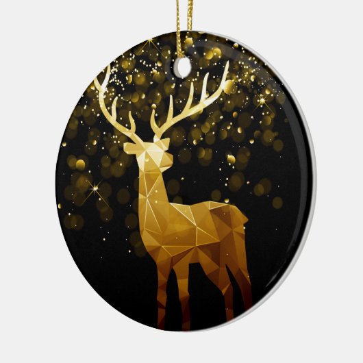 Golden Polygon Geometric Deer, gepersonaliseerd Keramisch Ornament (Links)