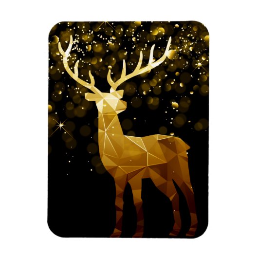 Golden Polygon Geometric Deer Magneet (Verticaal)