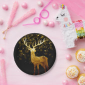 Golden Polygon Geometric Deer Papieren Bordje (Feest)