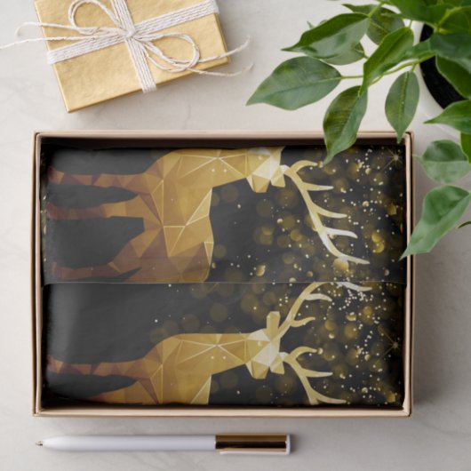 Golden Polygon Geometric Deer Tissuepapier (Geschenk)