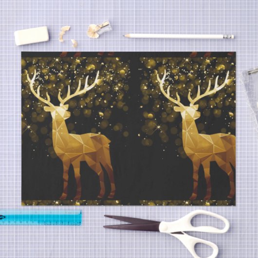 Golden Polygon Geometric Deer Tissuepapier (Craft)