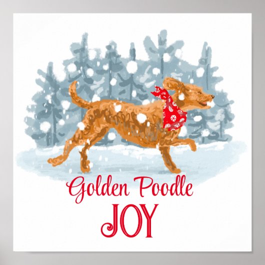 Golden Poodle Holiday Poster Happy dog geniet van  (Voorkant)