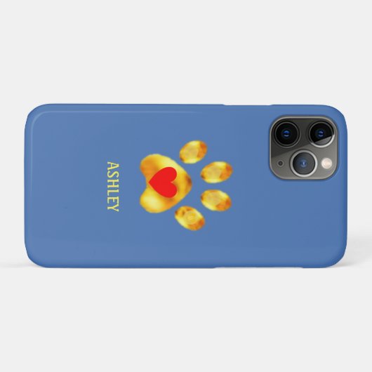 Golden poot met hart op lichtblauw Case-Mate iPhone case (Achterkant (horizontaal))