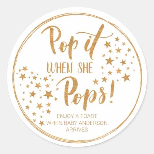Golden Pop it - Baby shower Ronde Sticker (Voorkant)