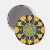 Golden Poppies Mandala Array Ronde Magneet (Voorkant / Achterkant)