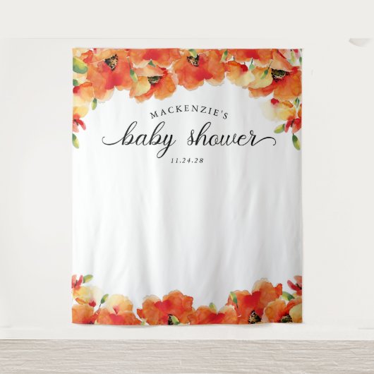 Golden Poppy Baby shower Wandkleed (Voorkant)