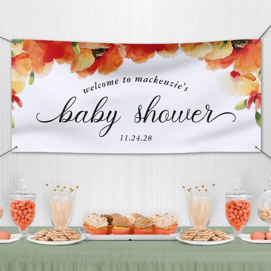 Golden Poppy Baby shower Welkom Spandoek