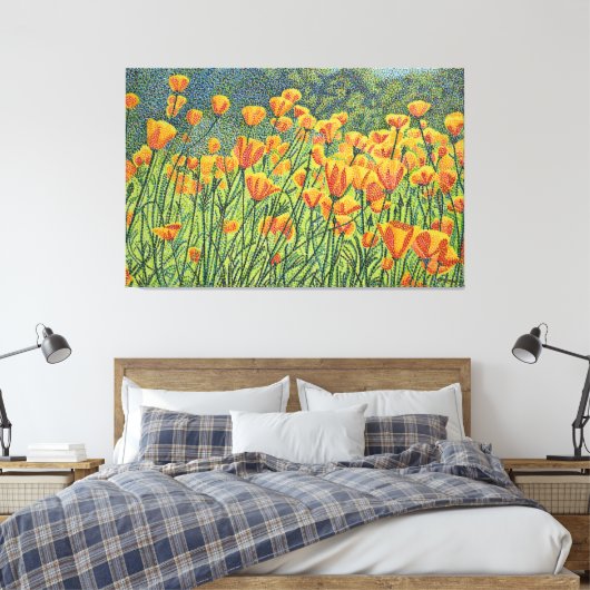 Golden Poppy Fields Canvas Afdruk (Insitu (Slaapkamer))