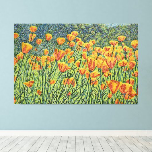 Golden Poppy Fields Canvas Afdruk (Insitu (Houten vloer))