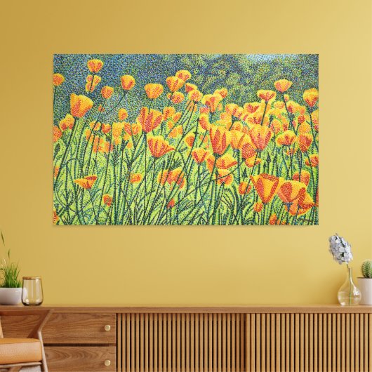 Golden Poppy Fields Canvas Afdruk (Insitu (Woonkamer))