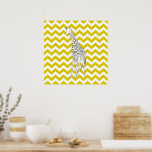 Golden Poppy Safari Chevron met Pop Art Giraffe Poster (Keuken)