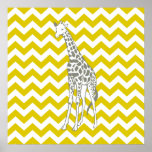 Golden Poppy Safari Chevron met Pop Art Giraffe Poster<br><div class="desc">Mod Chevron patroon in het Safari Moods kleurenpalet van Emporio Moffa,  met pop-art giraffe aan één zijde.</div>