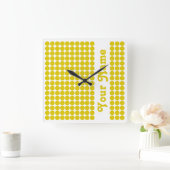 Golden Poppy Safari Dot met naam Vierkante Klok (Huis)