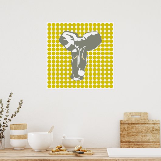 Golden Poppy Safari Dot with Pop Art Elephant Poster (Keuken)