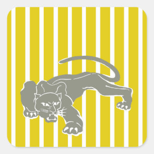 Golden Poppy Safari Stripe met luipaard Vierkante Sticker