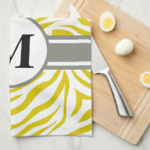 Golden Poppy Safari Zebra met monogram Theedoek (Quarter Fold)