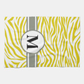 Golden Poppy Safari Zebra met monogram Theedoek (Horizontaal)