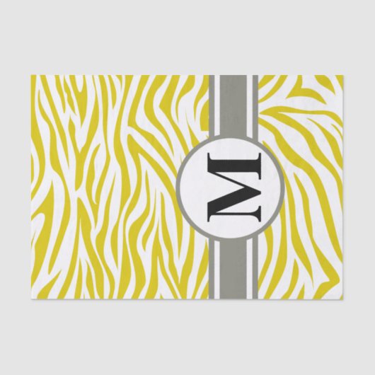 Golden Poppy Safari Zebra met monogram Tissuepapier (Voorkant)