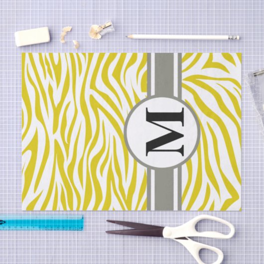 Golden Poppy Safari Zebra met monogram Tissuepapier (Craft)
