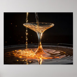 Golden Pour: vloeibaar goud in een cocktailglas Poster