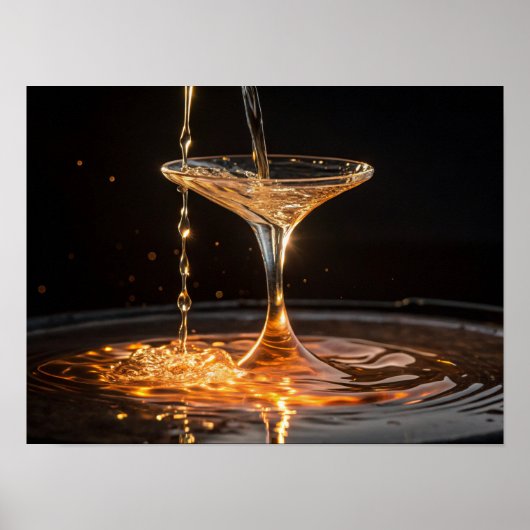 Golden Pour: vloeibaar goud in een cocktailglas Poster (Voorkant)